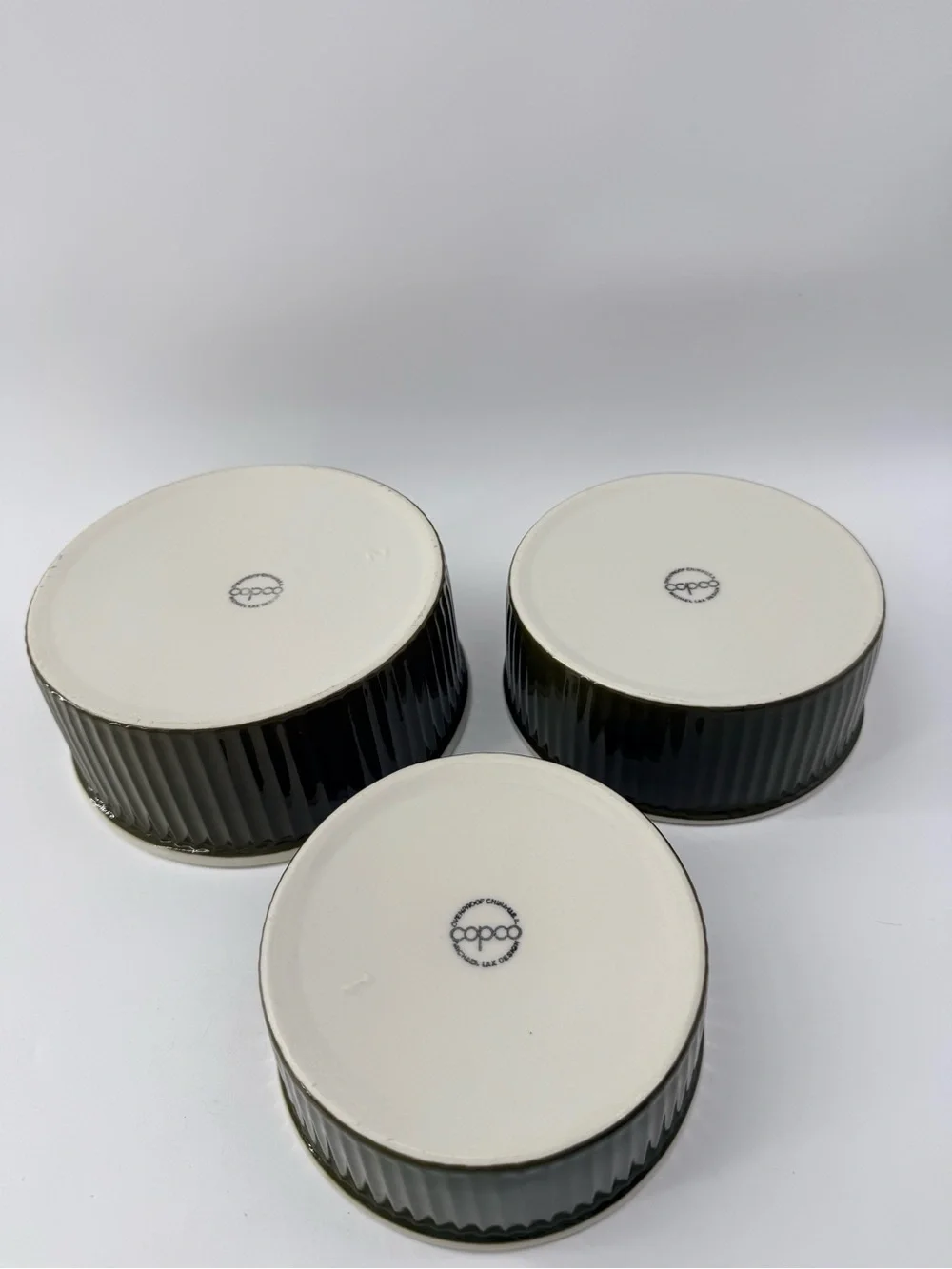 Ceramic Nesting Ramekins Set - Cream and Brown